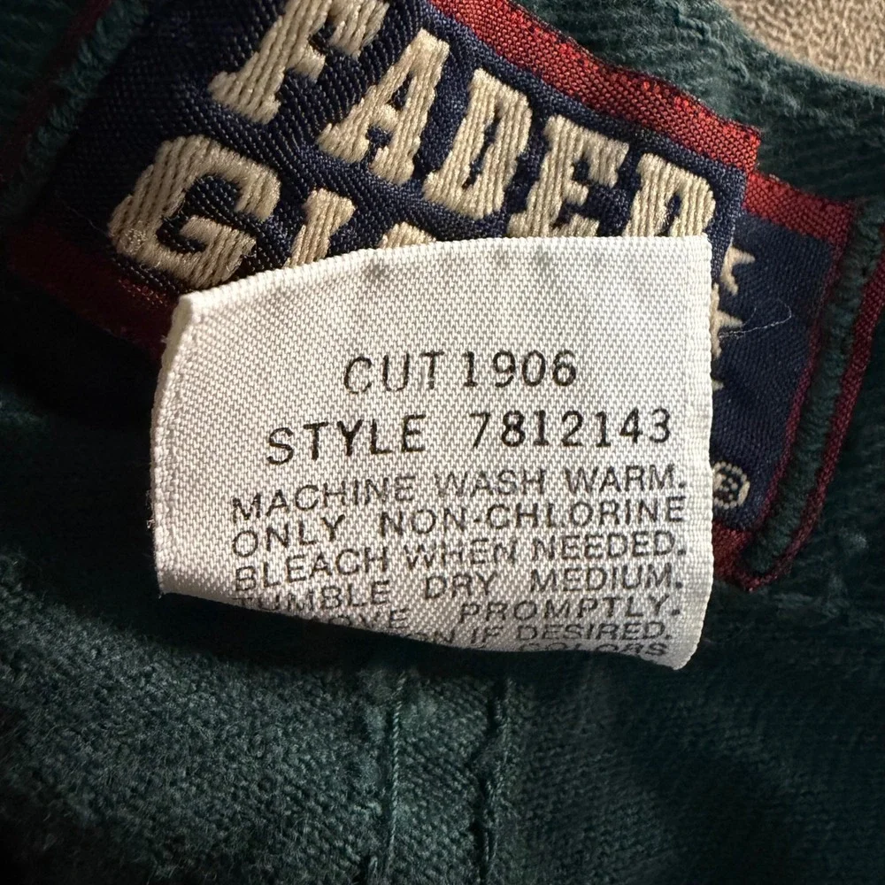 Faded Glory Workwear Pants 30x30 (29x27) Green VTG 90s Made USA Cotton Drop Loop